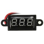 Digital voltmeter with blue LEDs, 3.5 - 30 V, small, black case, 3-digit and 2-wire, waterproof